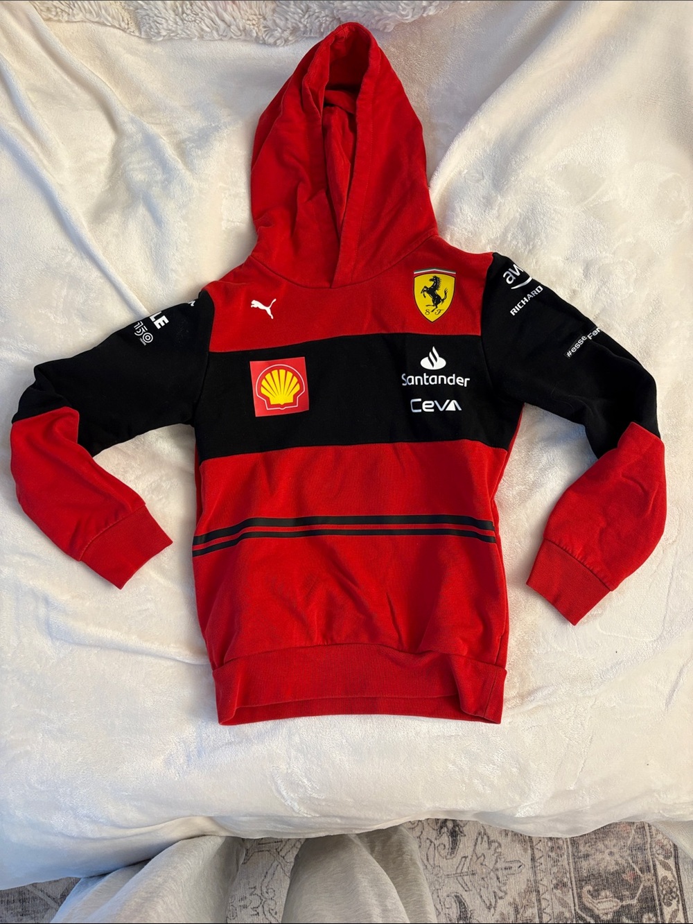 Ferrari Red and Black Kids Hooded Sweatshirt with Racing Logos
